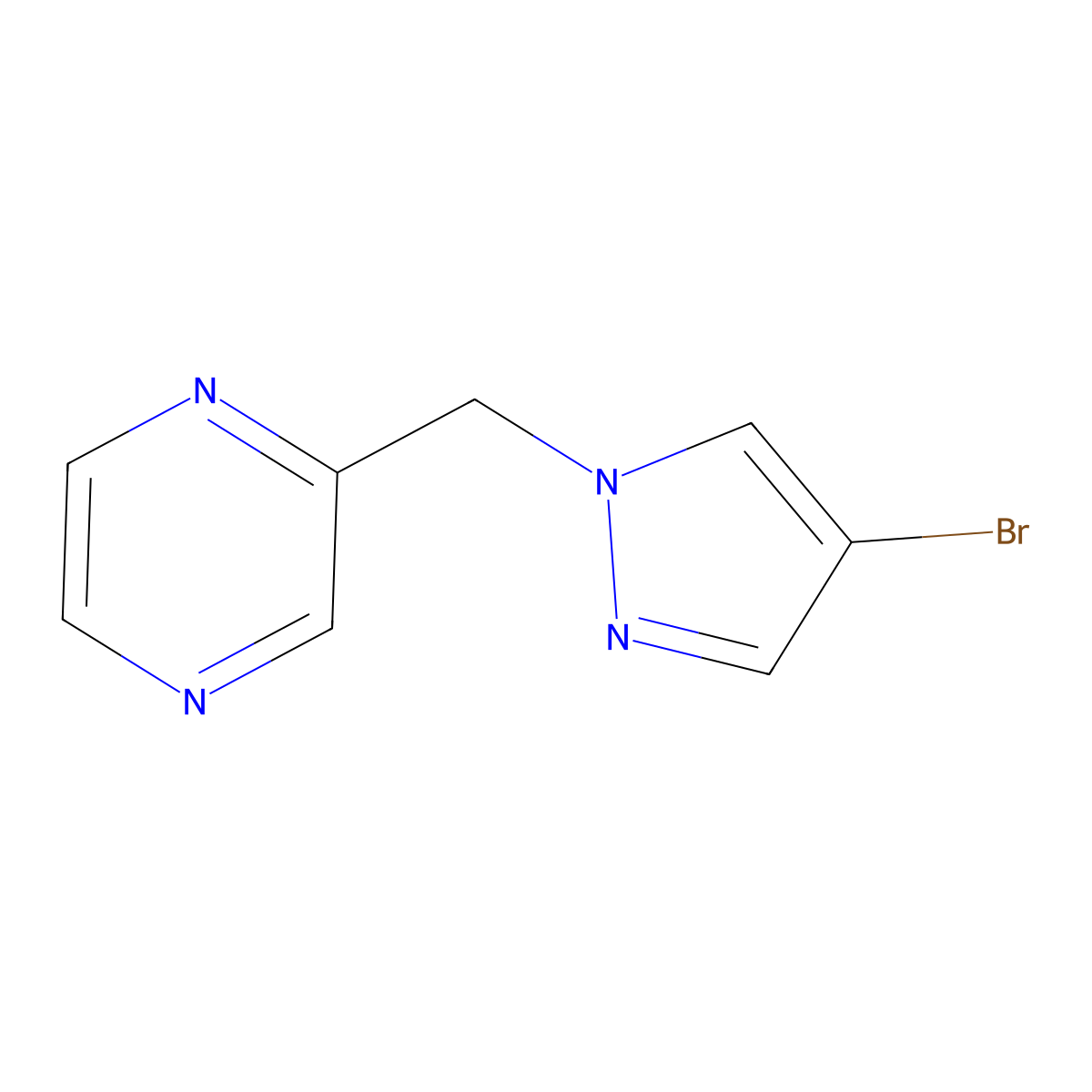 2-((4-Bromo-1H-pyrazol-1-yl)methyl)pyrazine molecular structure, CAS 2021244-96-0