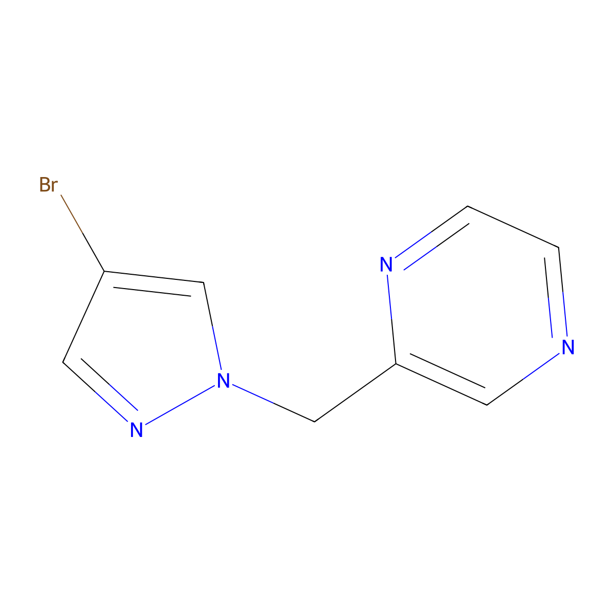2-((4-Bromo-1H-pyrazol-1-yl)methyl)pyrazine molecular structure, CAS 2021244-96-0