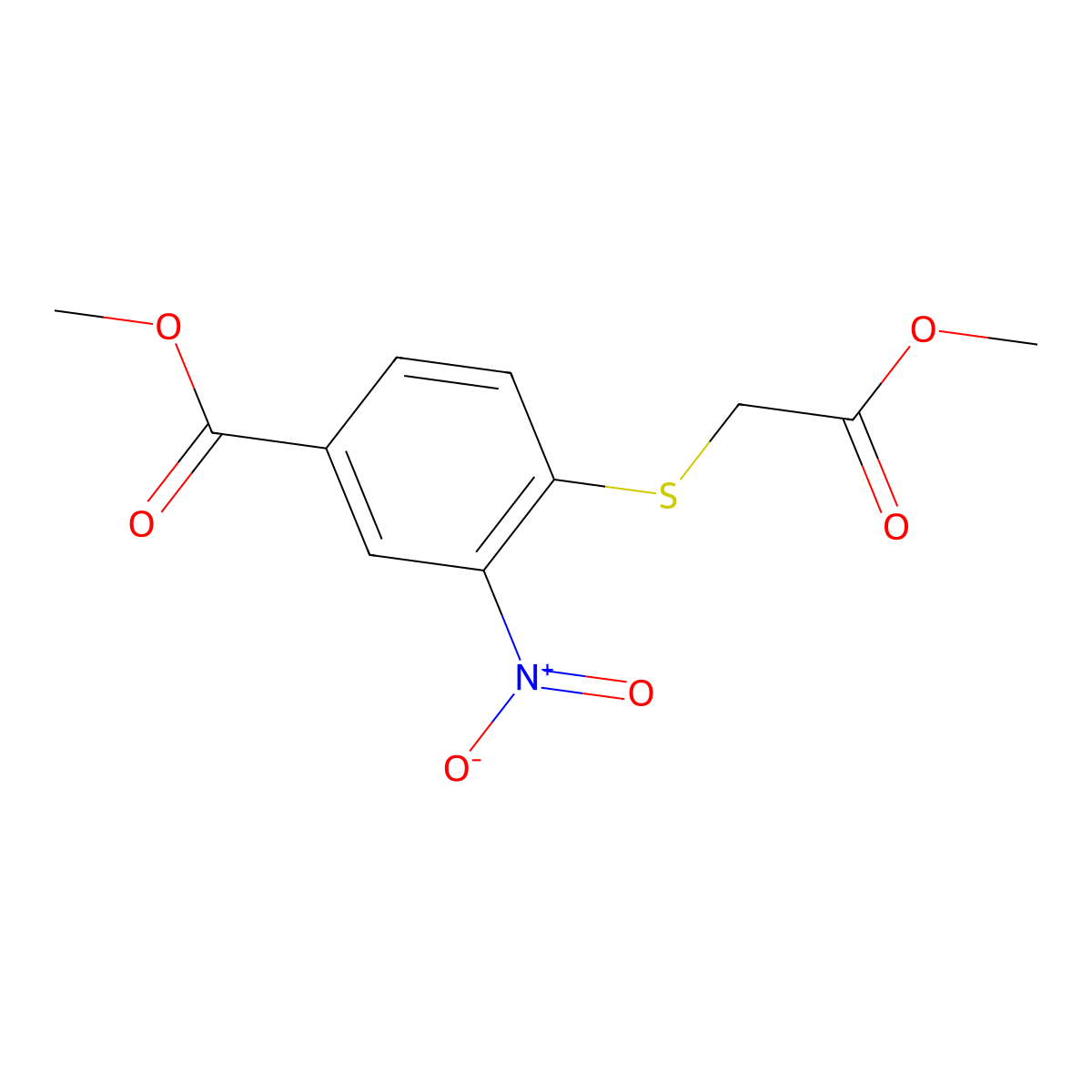 Methyl 4-[(2-methoxy-2-oxoethyl)sulfanyl]-3-nitrobenzenecarboxylate molecular structure, CAS 202131-27-9