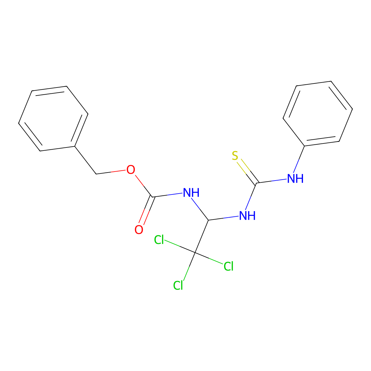 Benzyl 1-[(anilinocarbothioyl)amino]-2,2,2-trichloroethylcarbamate molecular structure, CAS 202132-16-9