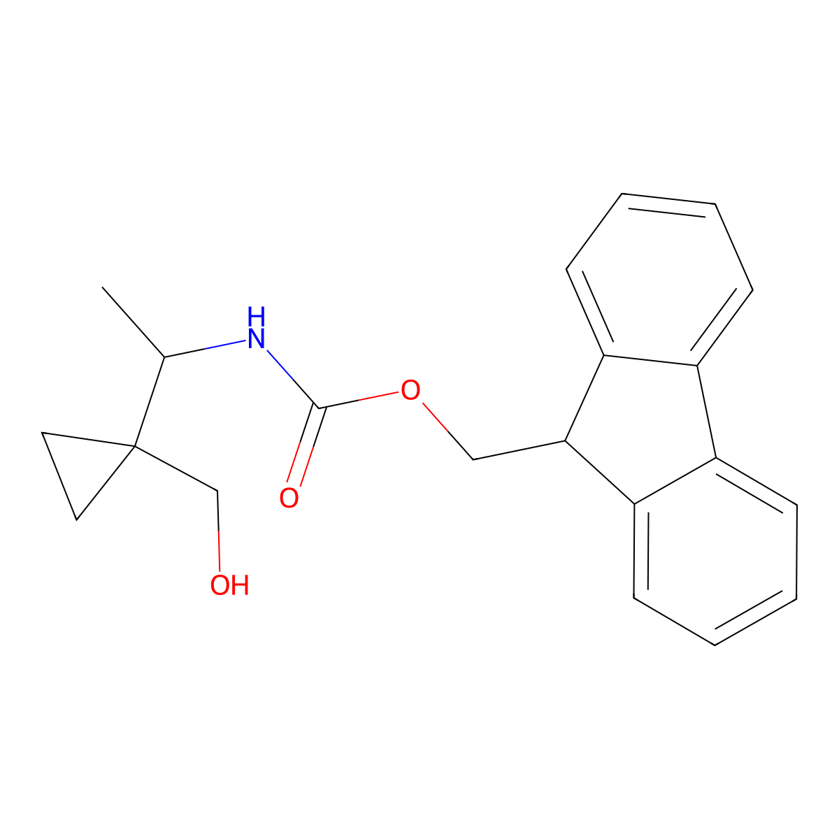 (9H-fluoren-9-yl)methyl N-{1-[1-(hydroxymethyl)cyclopropyl]ethyl}carbamate molecular structure, CAS 2021327-23-9