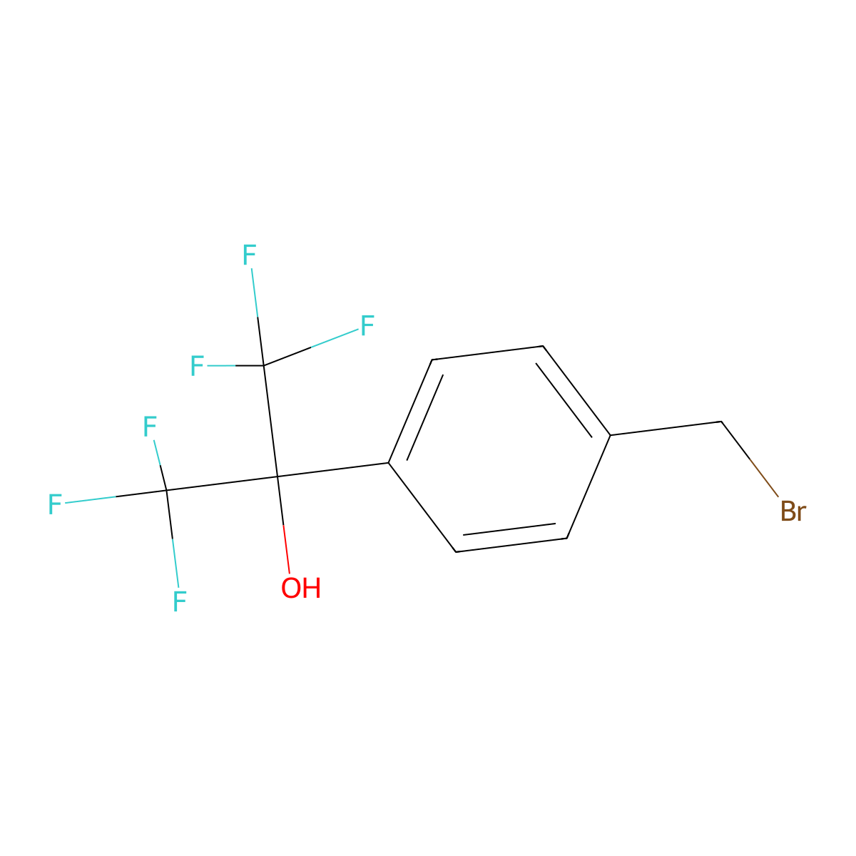 2-[4-(Bromomethyl)phenyl]-1,1,1,3,3,3-hexafluoropropan-2-ol molecular structure, CAS 202134-57-4