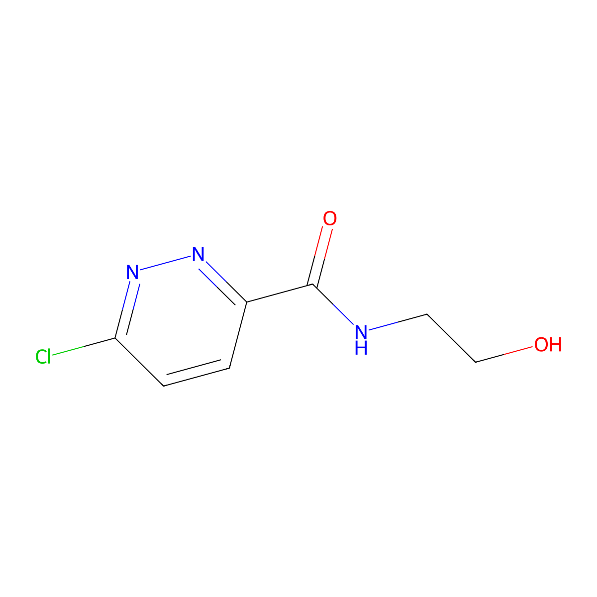 6-chloro-N-(2-hydroxyethyl)pyridazine-3-carboxamide molecular structure, CAS 202135-67-9
