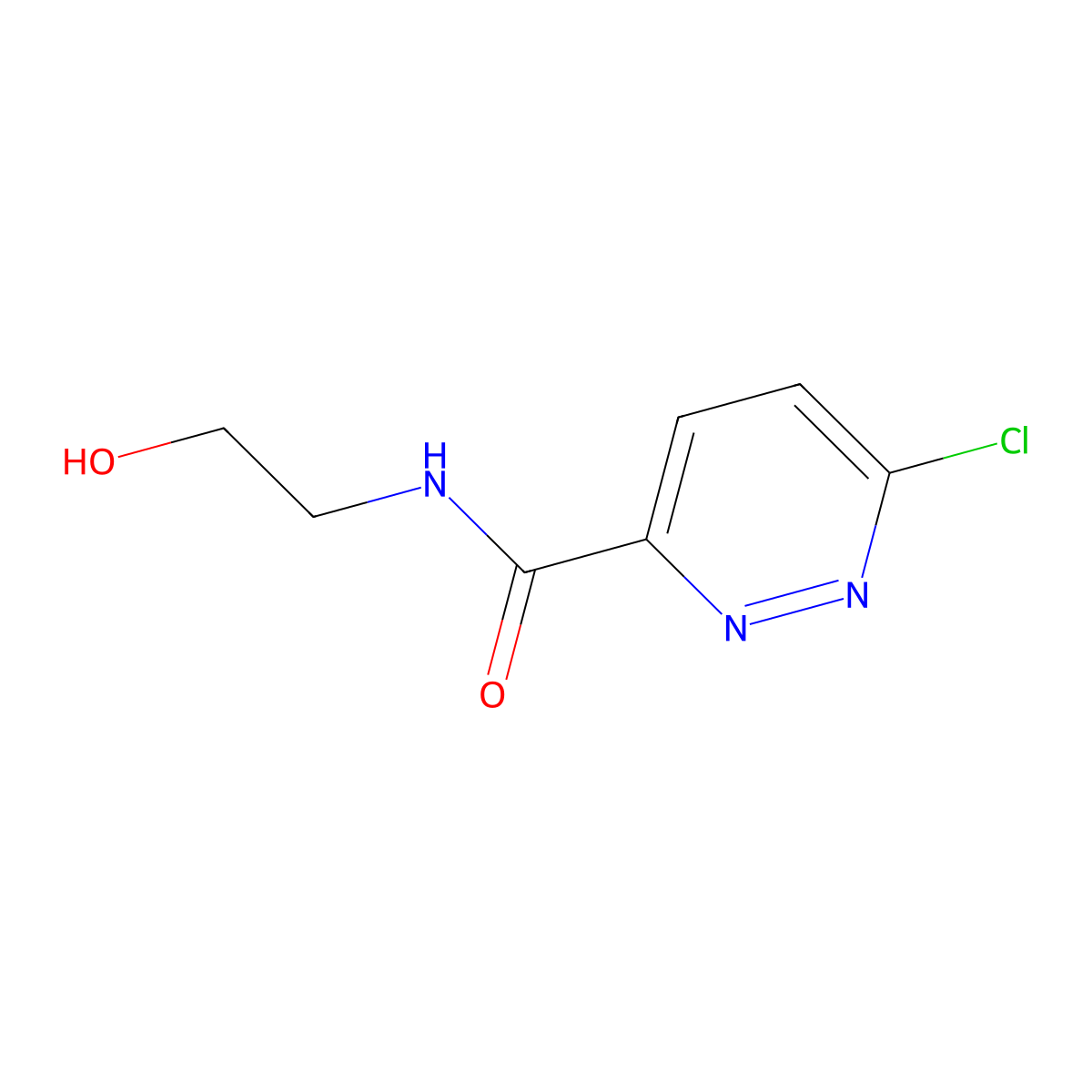 6-chloro-N-(2-hydroxyethyl)pyridazine-3-carboxamide molecular structure, CAS 202135-67-9