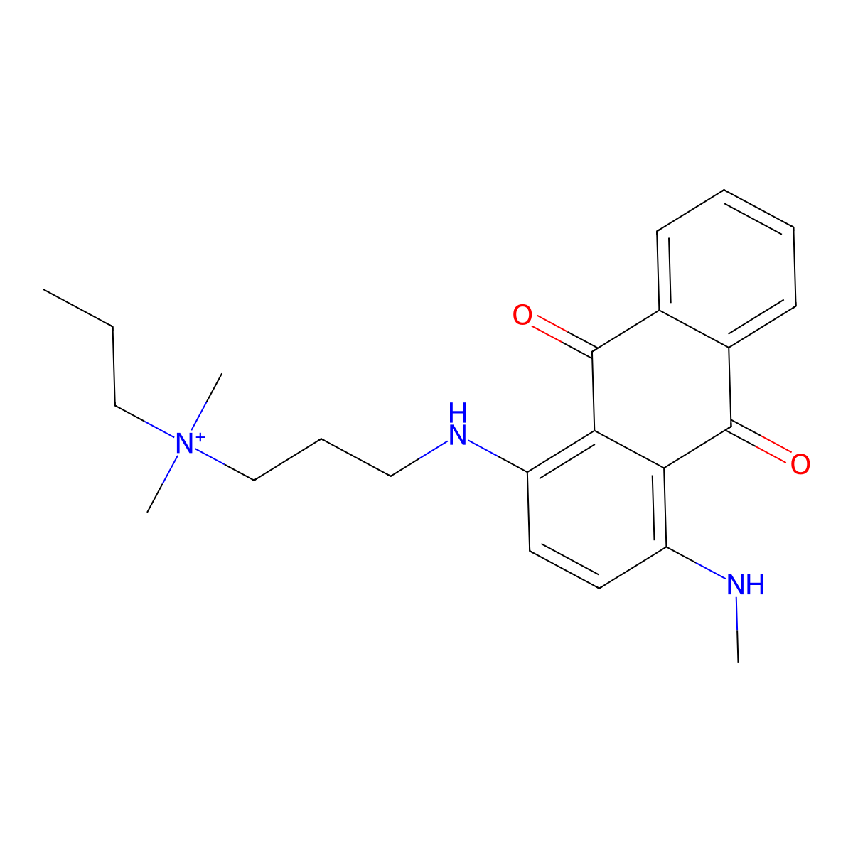 Dimethyl-[3-[[4-(methylamino)-9,10-dioxoanthracen-1-yl]amino]propyl]-propylazanium molecular structure, CAS 202137-63-1