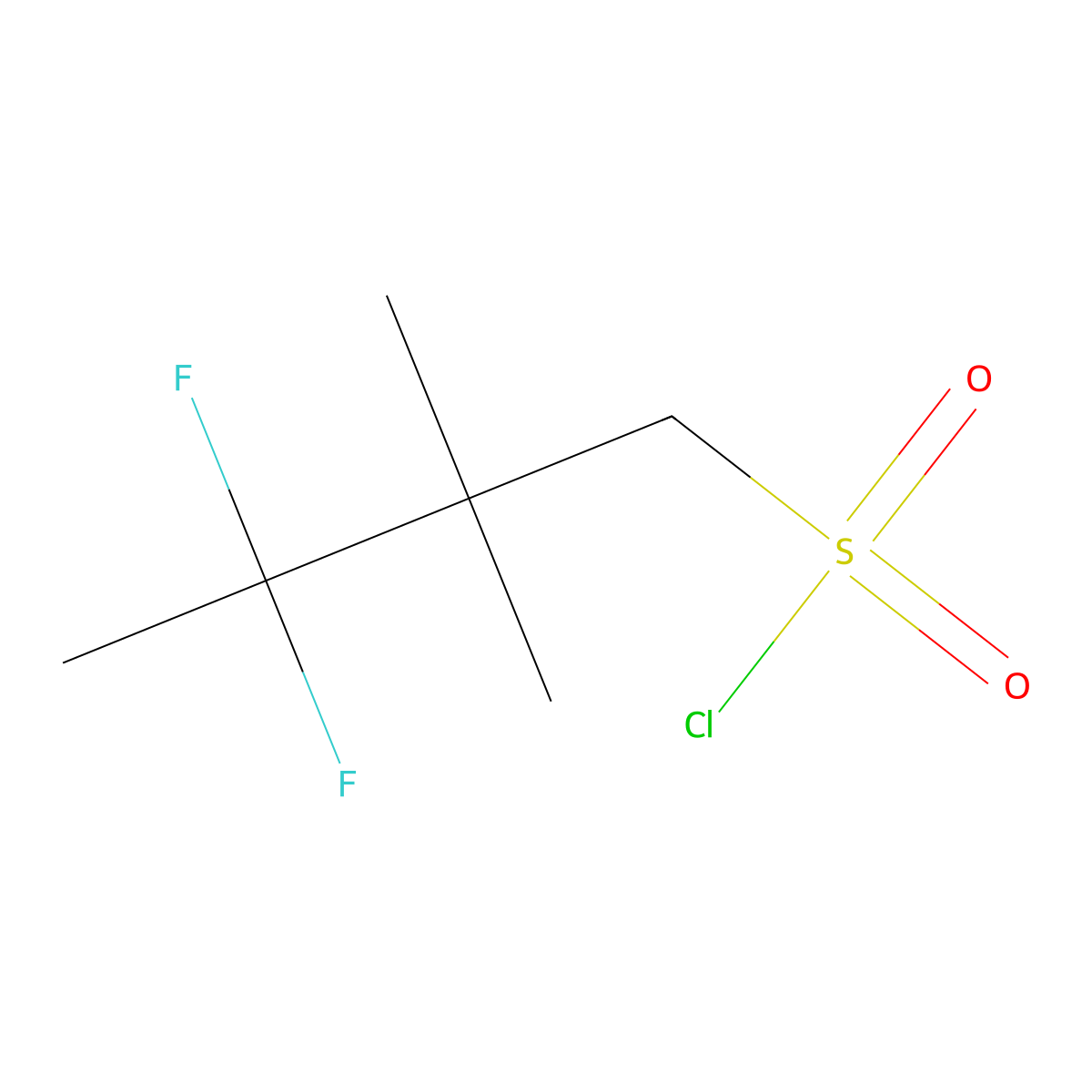 3,3-Difluoro-2,2-dimethylbutane-1-sulfonyl chloride molecular structure, CAS 2021376-74-7