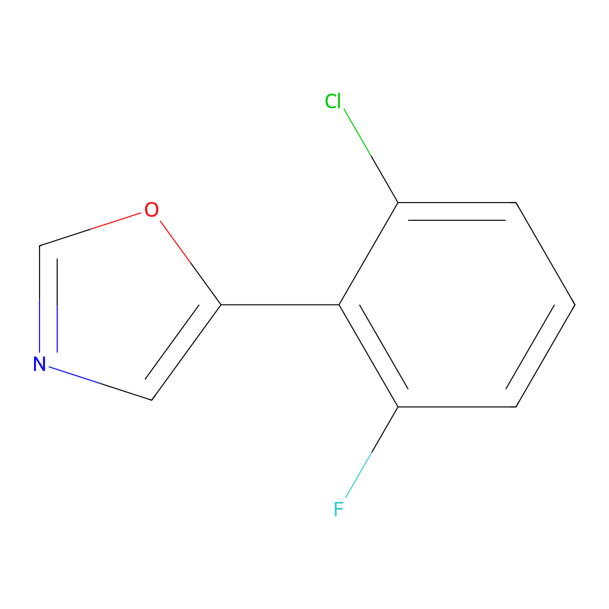 5-(2-Chloro-6-fluorophenyl)oxazole molecular structure, CAS 2021428-58-8