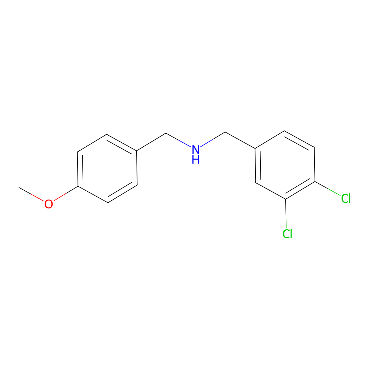 N-(3,4-dichlorobenzyl)-N-(4-methoxybenzyl)amine molecular structure, CAS 202145-39-9