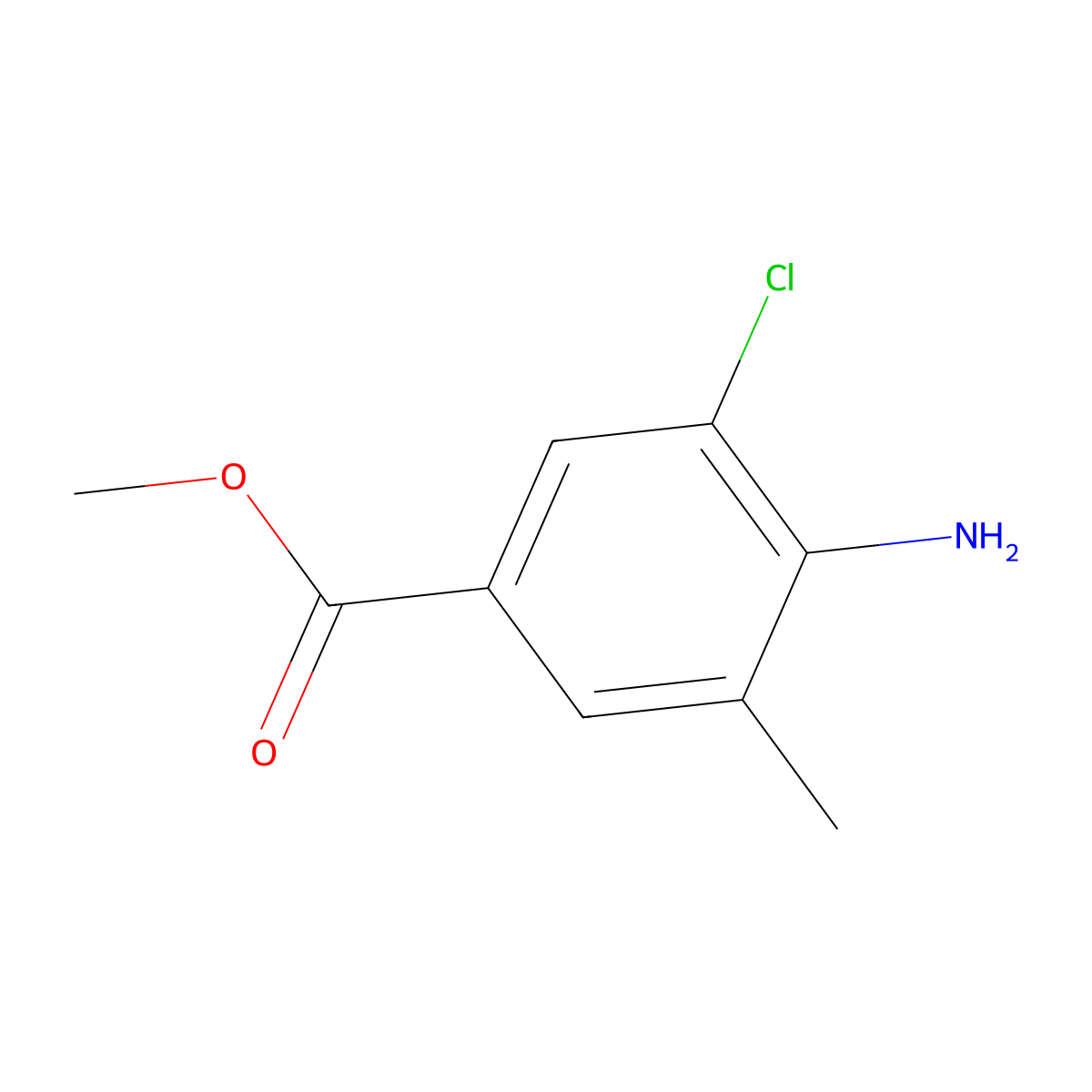 Methyl 4-amino-3-chloro-5-methylbenzoate molecular structure, CAS 202146-16-5
