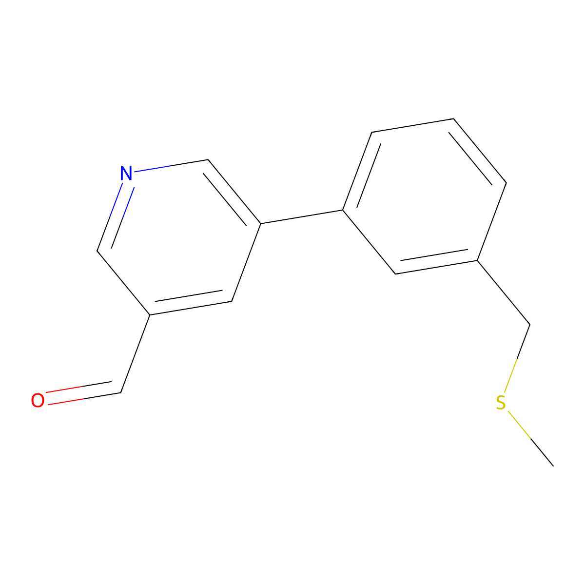 5-{3-[(Methylsulfanyl)methyl]phenyl}pyridine-3-carbaldehyde molecular structure, CAS 2021466-44-2