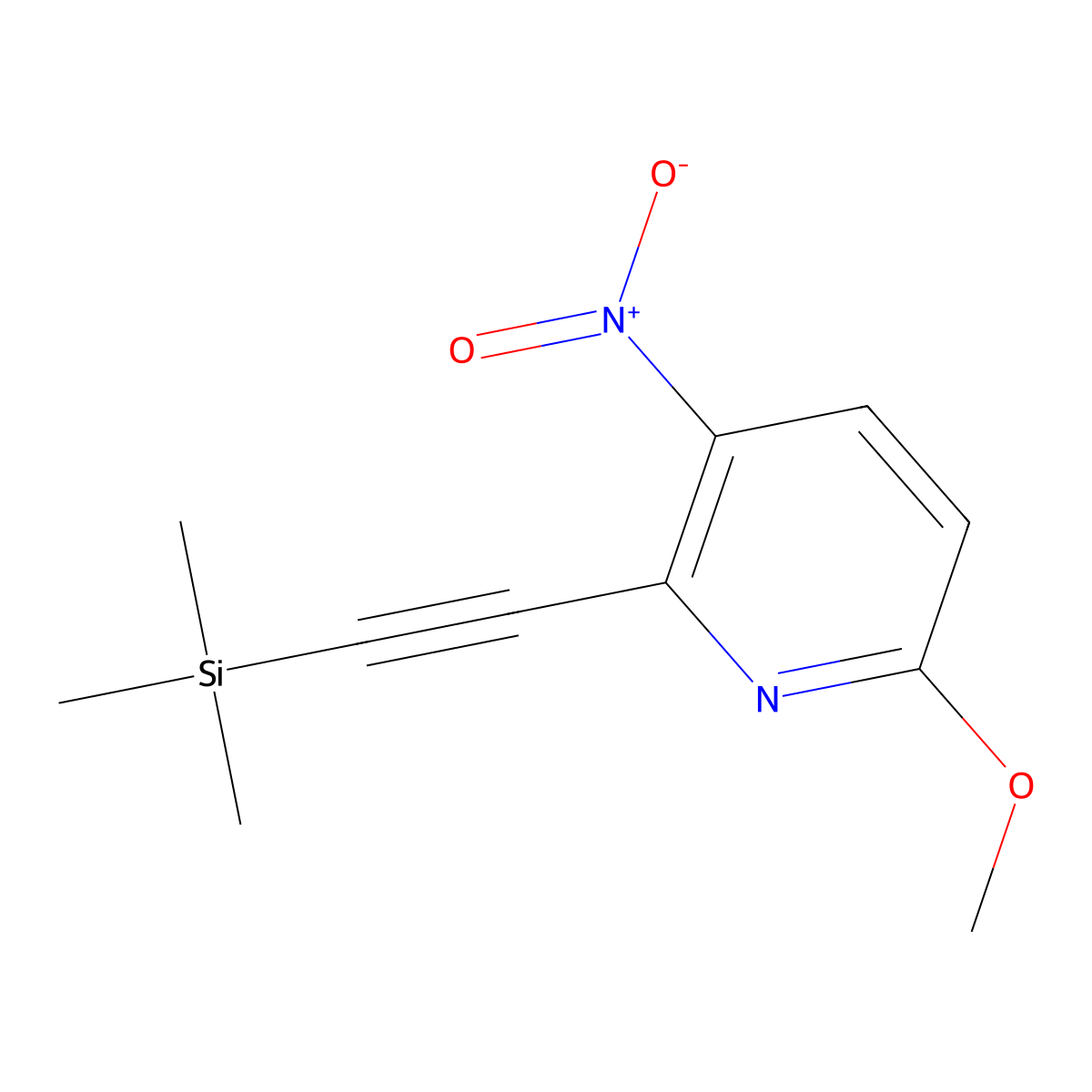 6-Methoxy-3-nitro-2-((trimethylsilyl)ethynyl)pyridine molecular structure, CAS 2021476-39-9