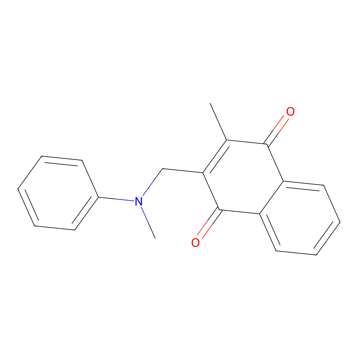 1,4-Naphthalenedione, 2-methyl-3-[(methylphenylamino)methyl]- molecular structure, CAS 20215-72-9