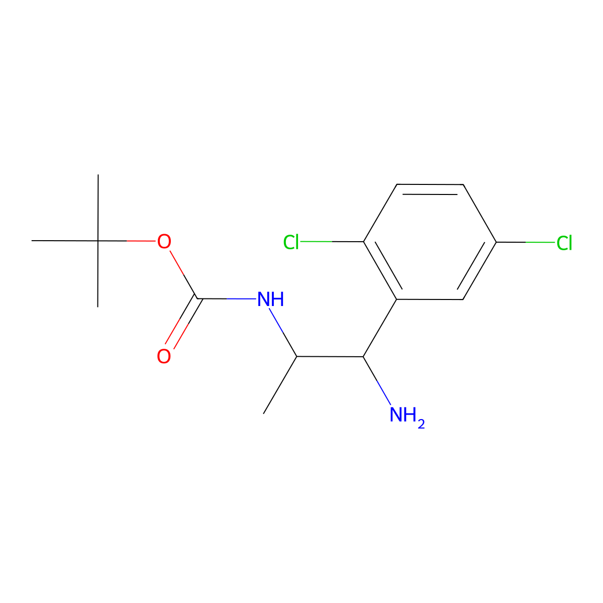 tert-butyl N-[1-amino-1-(2,5-dichlorophenyl)propan-2-yl]carbamate molecular structure, CAS 2021521-41-3