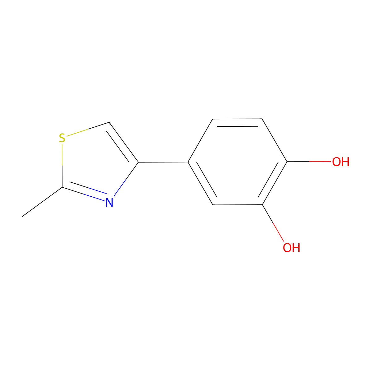 4-(2-Methyl-1,3-thiazol-4-yl)benzene-1,2-diol molecular structure, CAS 20217-14-5