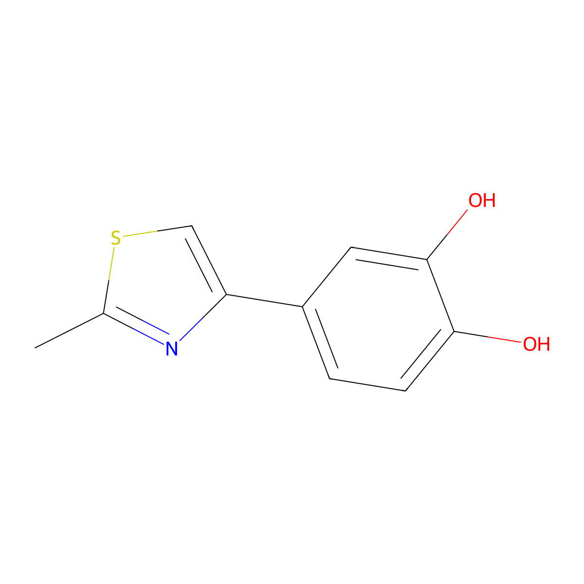 4-(2-Methyl-1,3-thiazol-4-yl)benzene-1,2-diol molecular structure, CAS 20217-14-5
