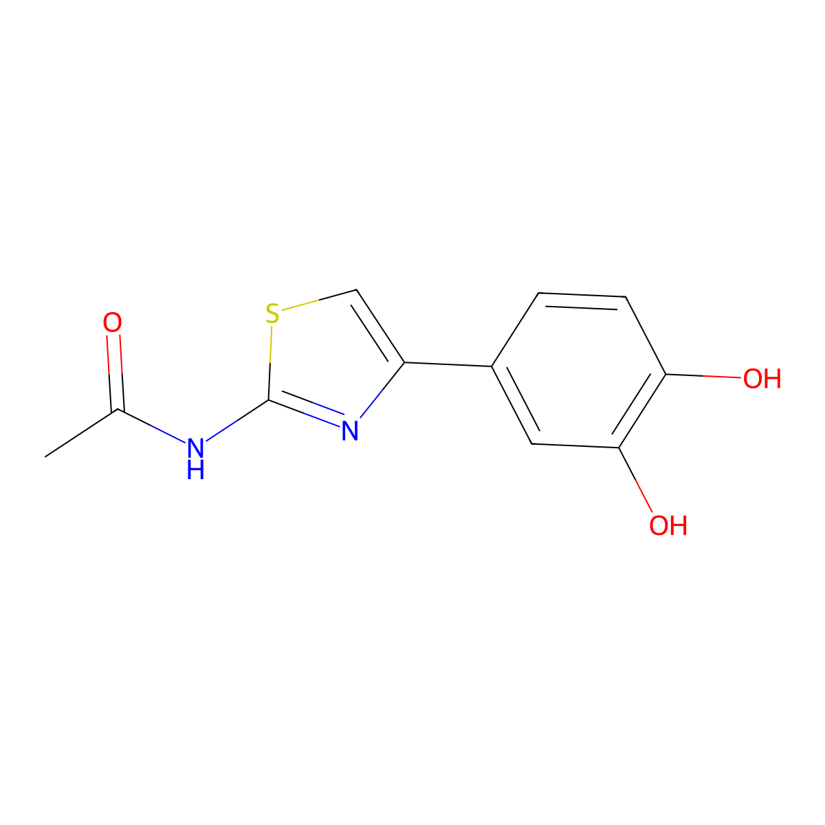 N-[4-(3,4-dihydroxyphenyl)-1,3-thiazol-2-yl]acetamide molecular structure, CAS 20217-22-5