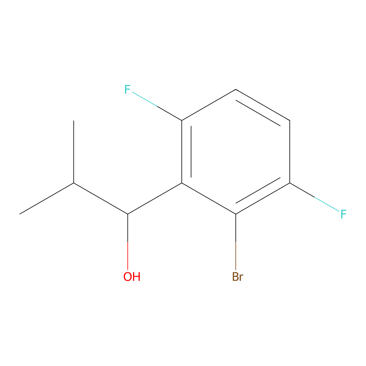 1-(2-Bromo-3,6-difluorophenyl)-2-methylpropan-1-ol molecular structure, CAS 2021705-87-1