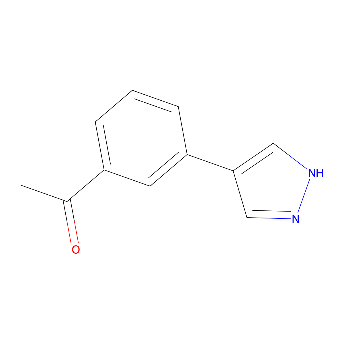 1-[3-(1H-pyrazol-4-yl)phenyl]ethan-1-one molecular structure, CAS 2021775-60-8