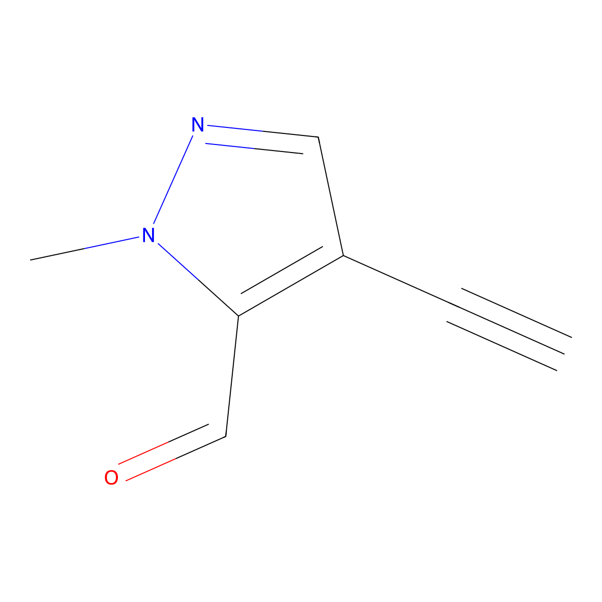 4-ethynyl-1-methyl-1H-pyrazole-5-carbaldehyde molecular structure, CAS 2021866-35-1