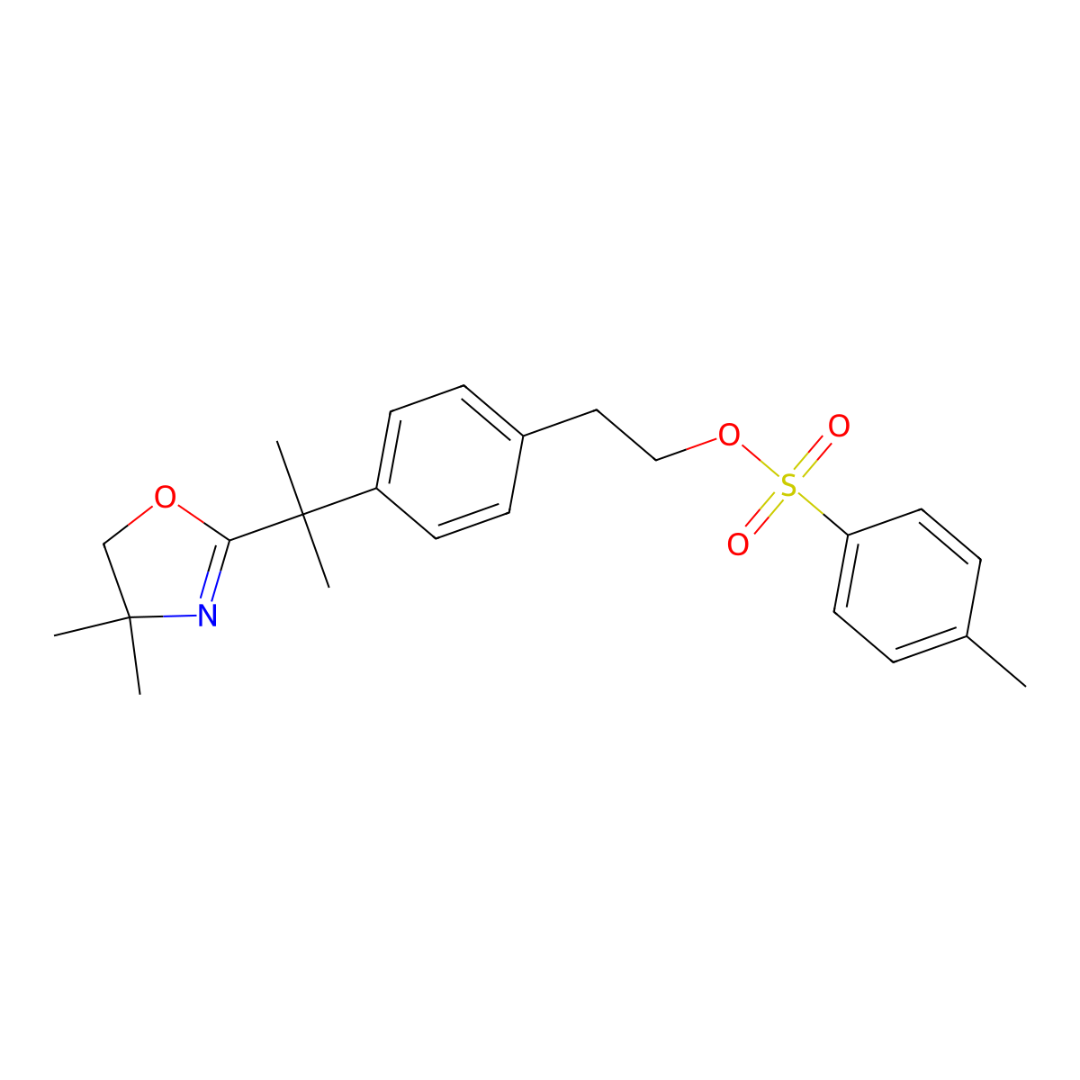 Benzeneethanol, 4-[1-(4,5-dihydro-4,4-dimethyl-2-oxazolyl)-1-methylethyl]-, 1-(4-methylbenzenesulfonate) molecular structure, CAS 202189-76-2
