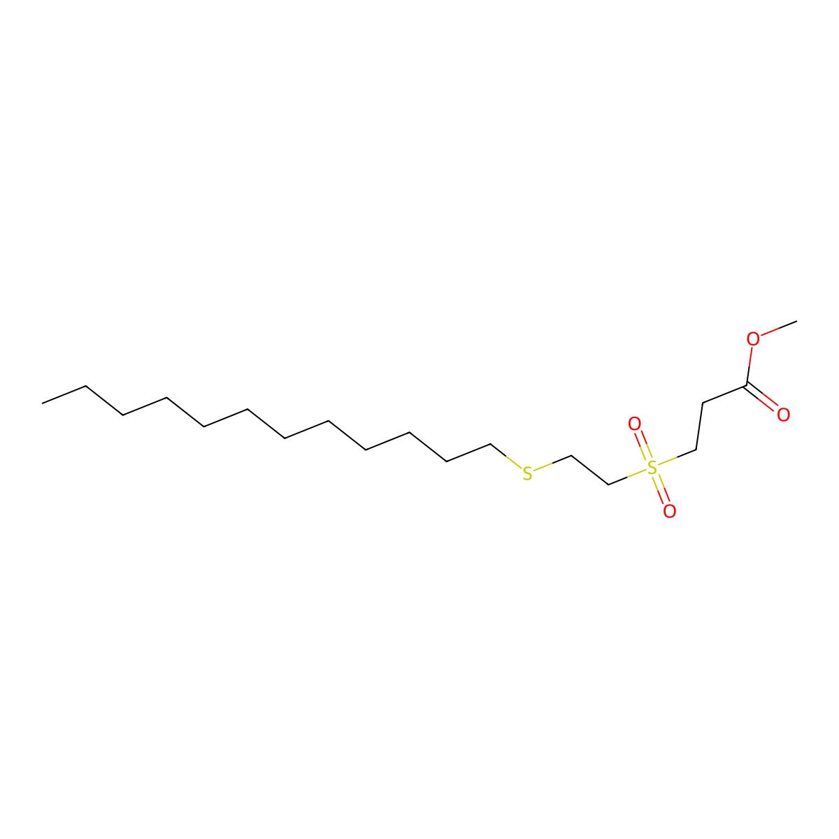 3-(2-Dodecylsulfanyl-ethanesulfonyl)-propionic acid methyl ester molecular structure, CAS 202191-21-7