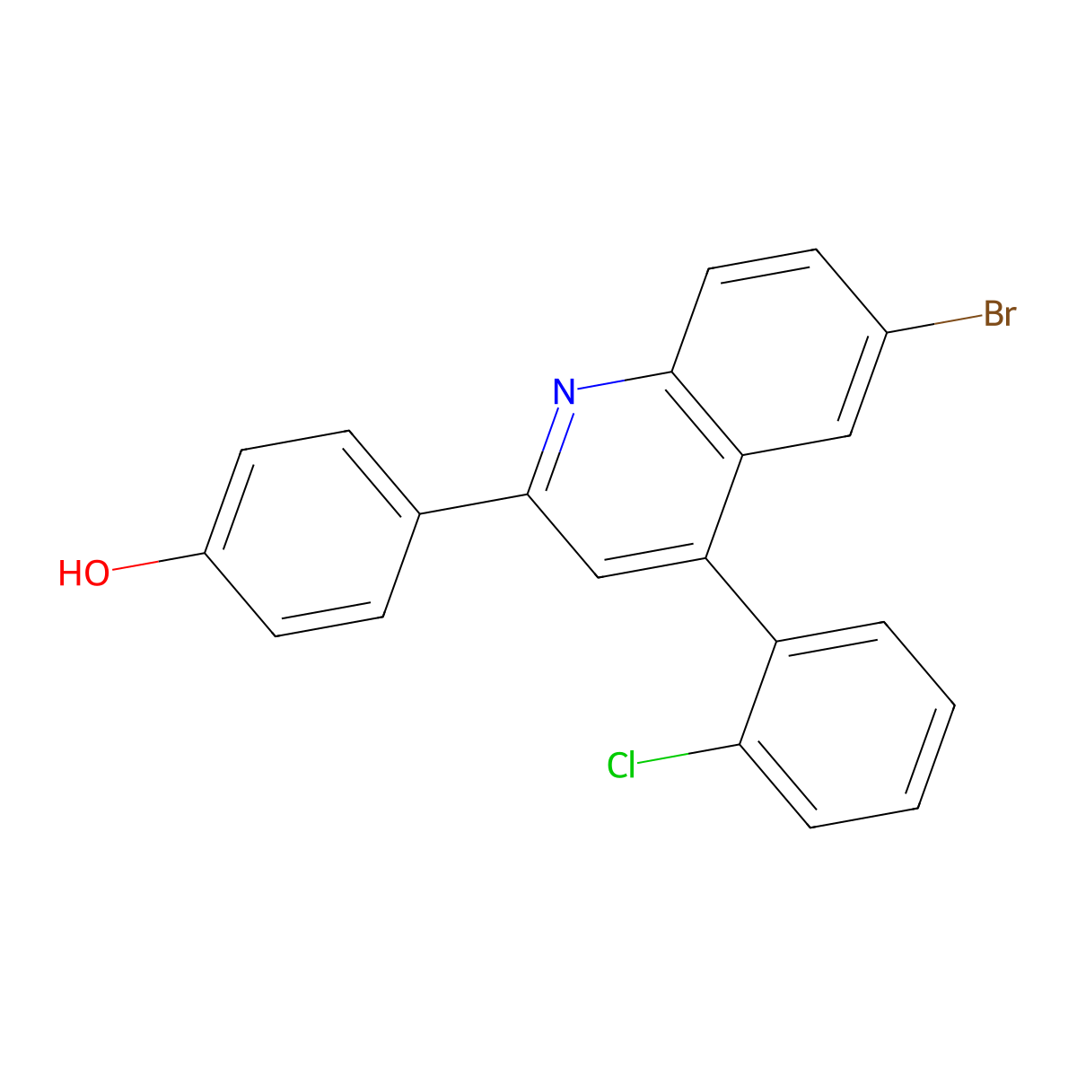 4-(6-Bromo-4-(2-chlorophenyl)quinolin-2-yl)phenol molecular structure, CAS 202192-75-4