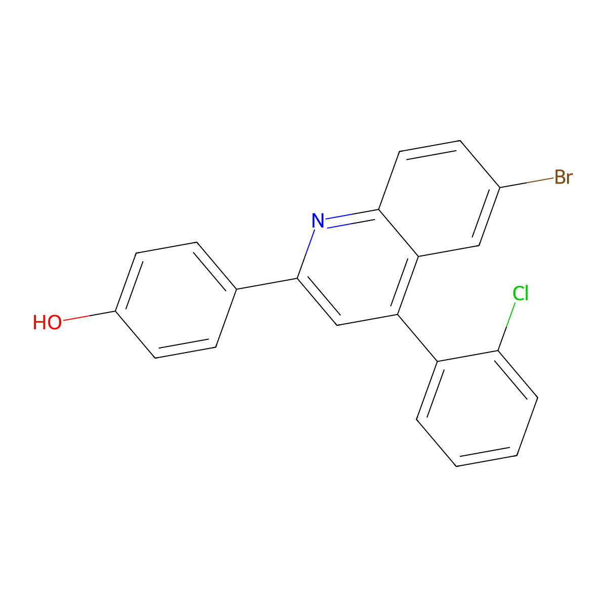 4-(6-Bromo-4-(2-chlorophenyl)quinolin-2-yl)phenol molecular structure, CAS 202192-75-4