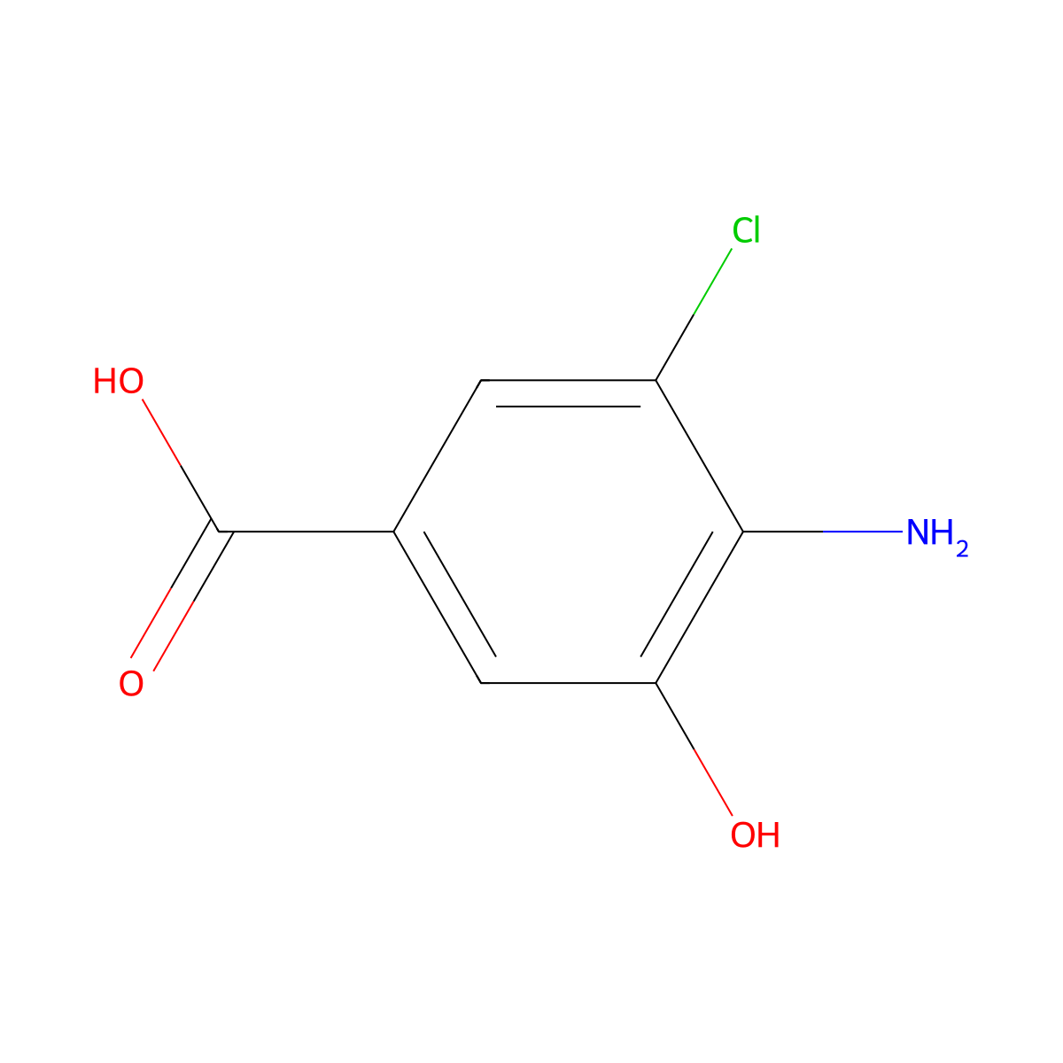 4-Amino-3-chloro-5-hydroxybenzoic acid molecular structure, CAS 202195-65-1