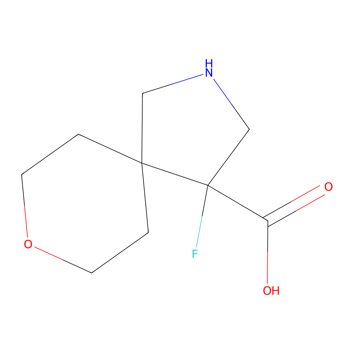 4-Fluoro-8-oxa-2-azaspiro[4.5]decane-4-carboxylic acid molecular structure, CAS 2021970-92-1