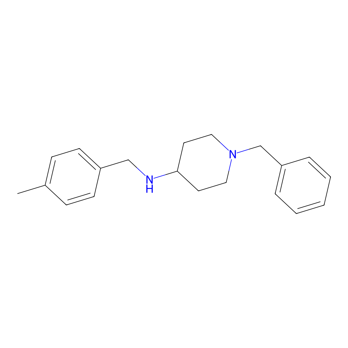 1-Benzyl-N-[(4-methylphenyl)methyl]piperidin-4-amine molecular structure, CAS 202199-06-2