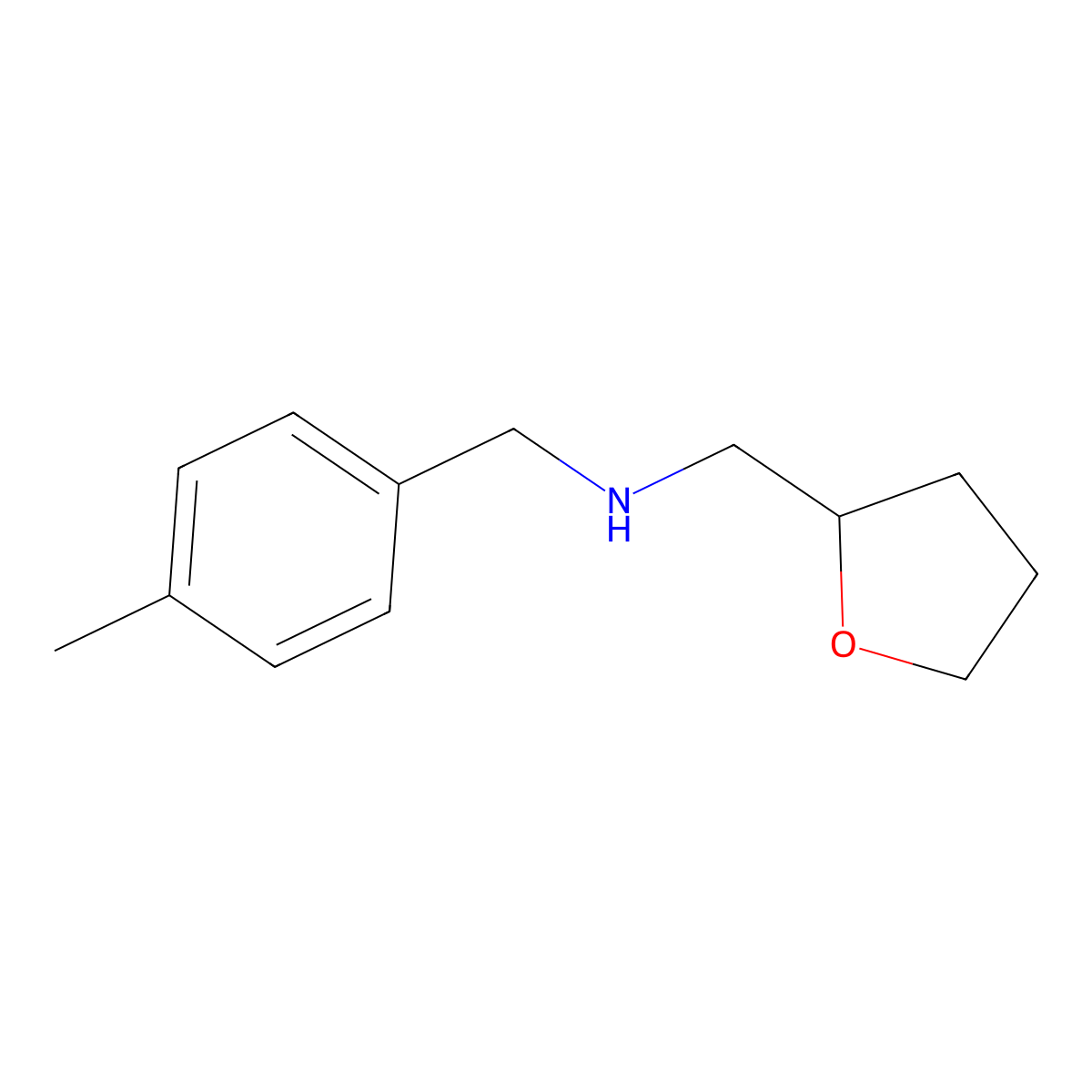 (4-Methyl-benzyl)-(tetrahydro-furan-2-ylmethyl)-amine molecular structure, CAS 202199-07-3