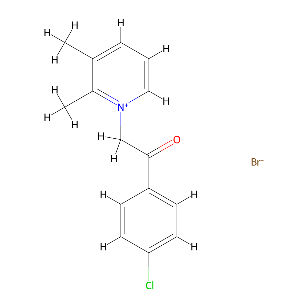 1-(2-(4-Chlorophenyl)-2-oxoethyl)-2,3-dimethylpyridin-1-ium bromide molecular structure, CAS 202202-50-4