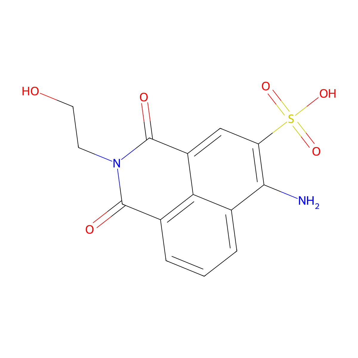 6-amino-2-(2-hydroxyethyl)-1,3-dioxo-2,3-dihydro-1H-benzo[de]isoquinoline-5-sulfonic acid molecular structure, CAS 202207-11-2
