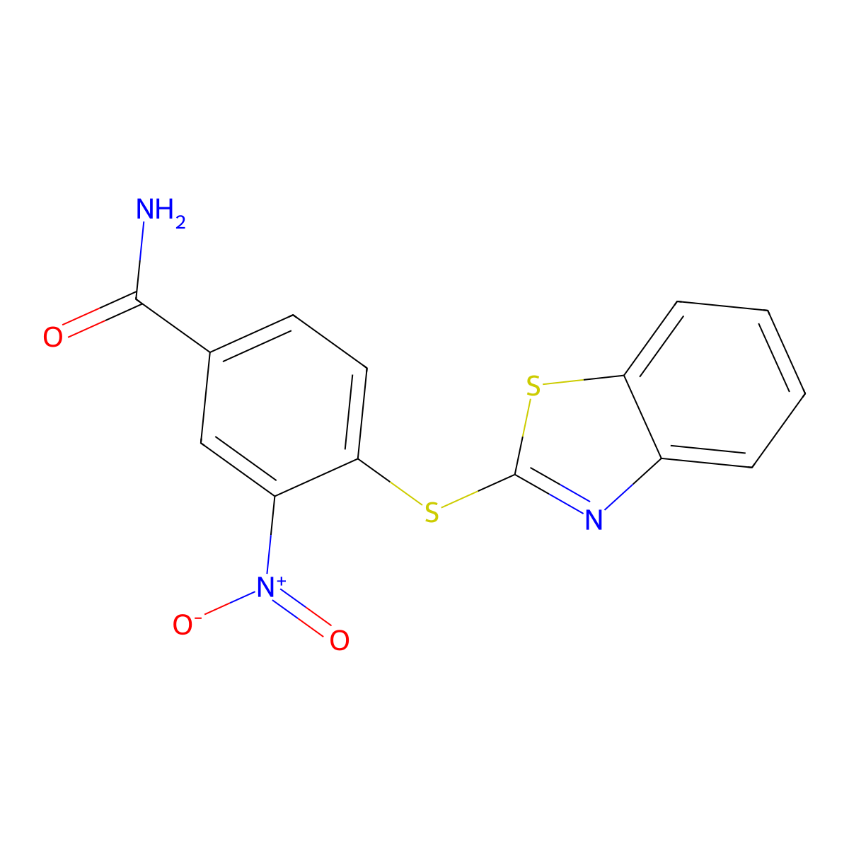 4-(1,3-Benzothiazol-2-ylsulfanyl)-3-nitrobenzamide molecular structure, CAS 202207-34-9