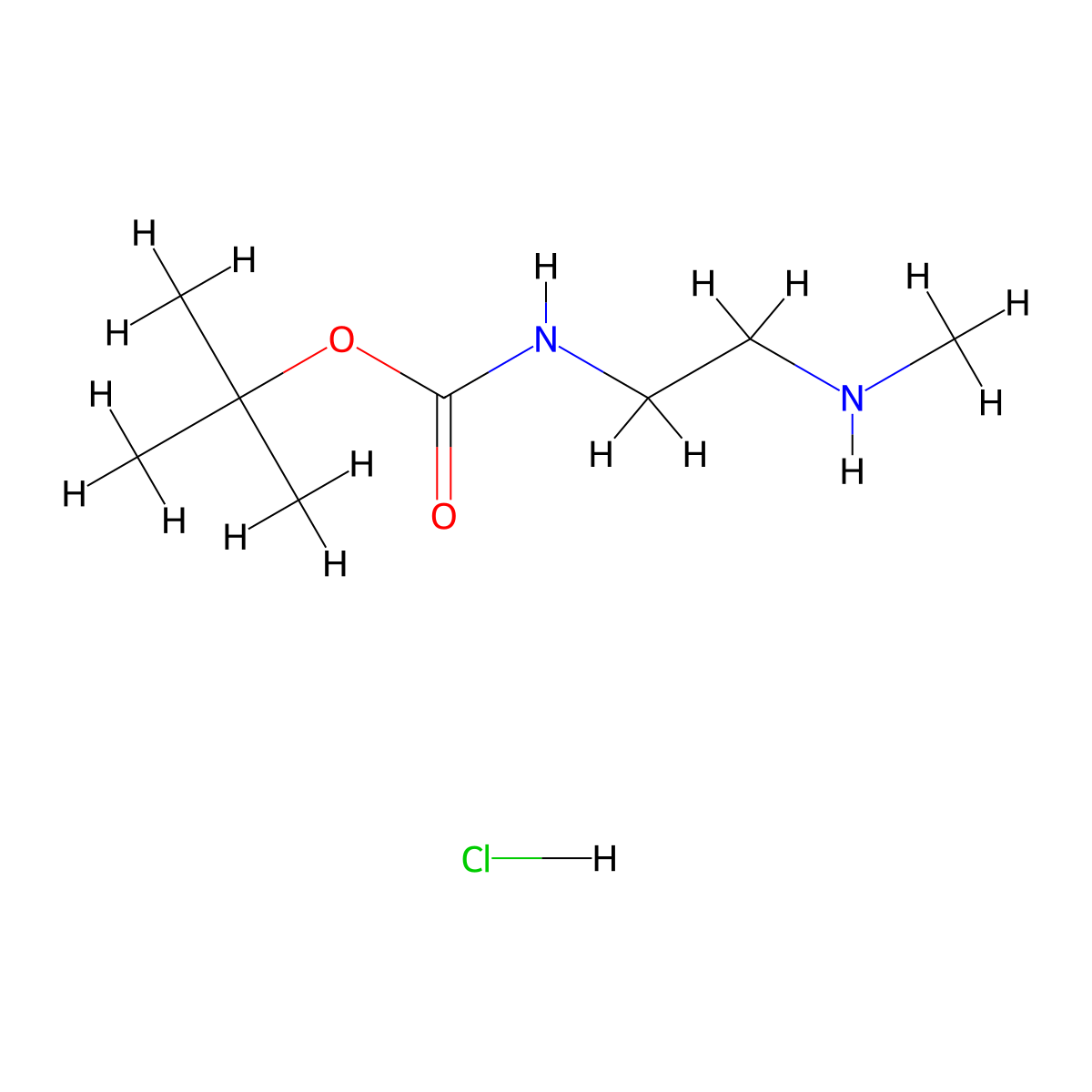 Carbamic acid, N-[2-(methylamino)ethyl]-, 1,1-dimethylethyl ester, hydrochloride (1:1) molecular structure, CAS 202207-79-2