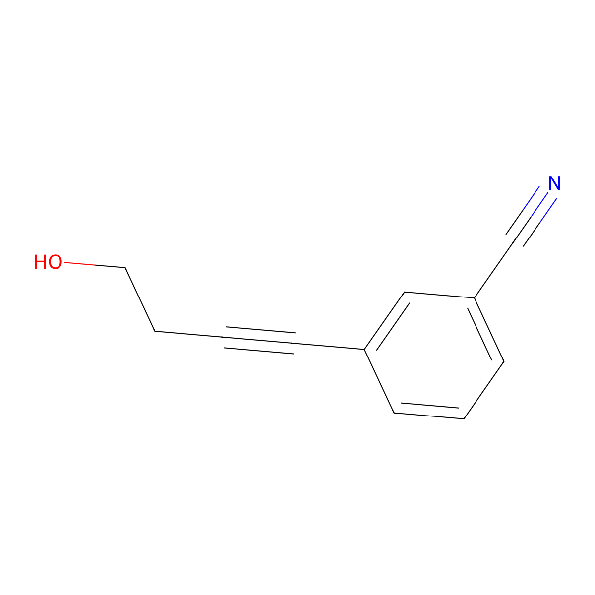 3-(4-Hydroxy-1-butyn-1-yl)benzonitrile molecular structure, CAS 202208-79-5