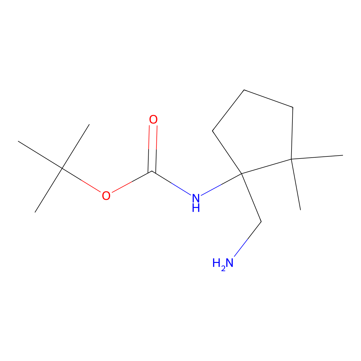 tert-butyl N-[1-(aminomethyl)-2,2-dimethylcyclopentyl]carbamate molecular structure, CAS 2022119-57-7