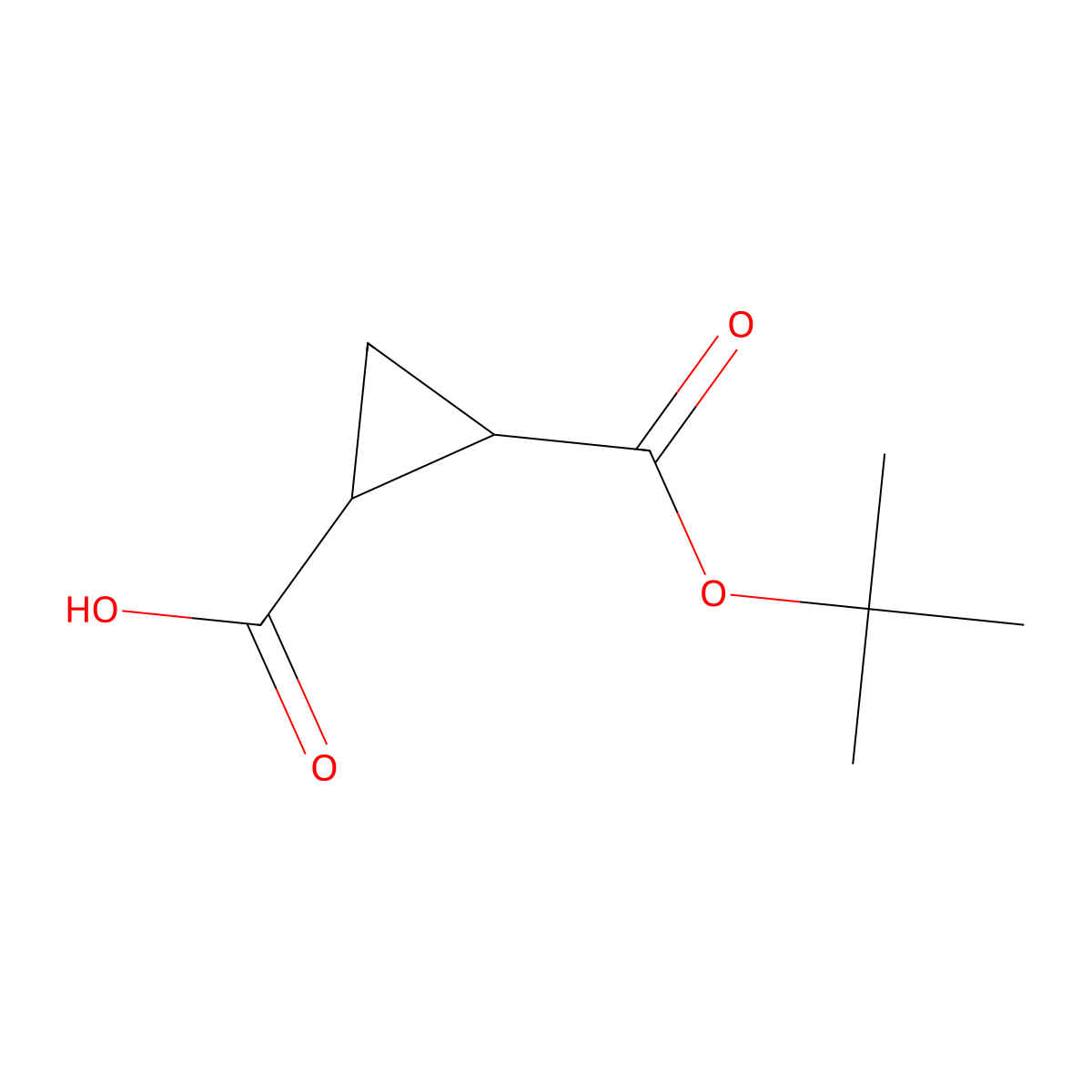 (1S,2R)-rel-2-[(tert-butoxy)carbonyl]cyclopropane-1-carboxylic acid molecular structure, CAS 202212-68-8
