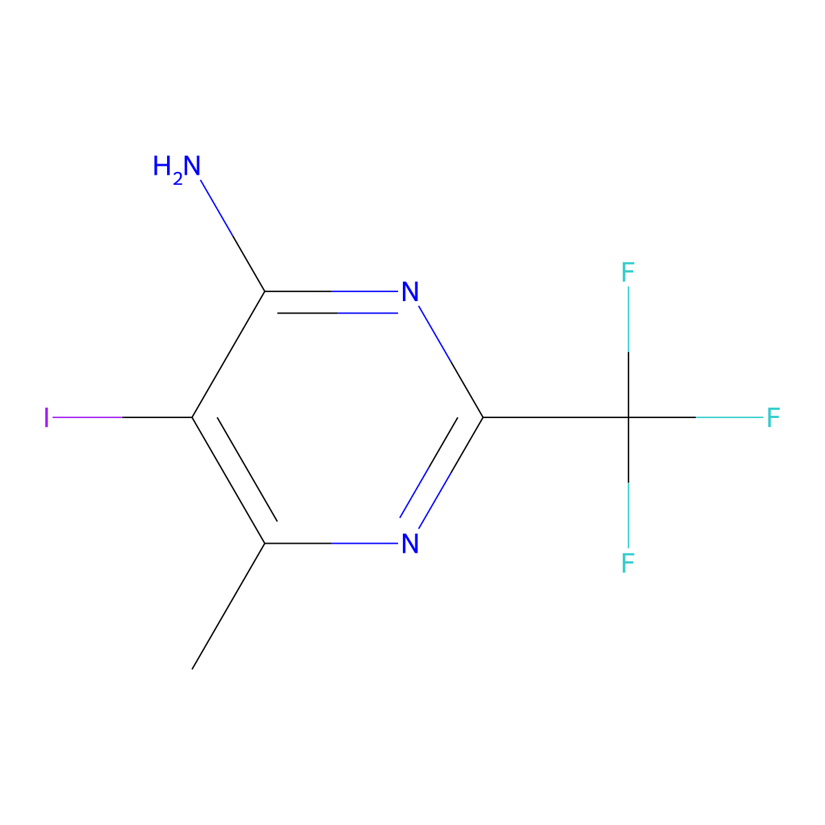 5-Iodo-6-methyl-2-(trifluoromethyl)pyrimidin-4-amine molecular structure, CAS 2022161-39-1