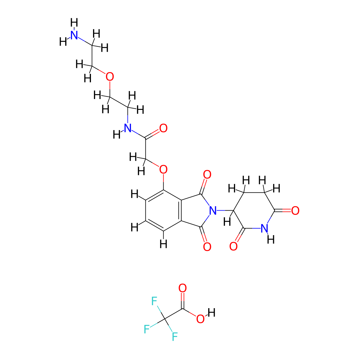 Thalidomide-O-amido-PEG-C2-NH2 trifluoroacetate molecular structure, CAS 2022182-60-9