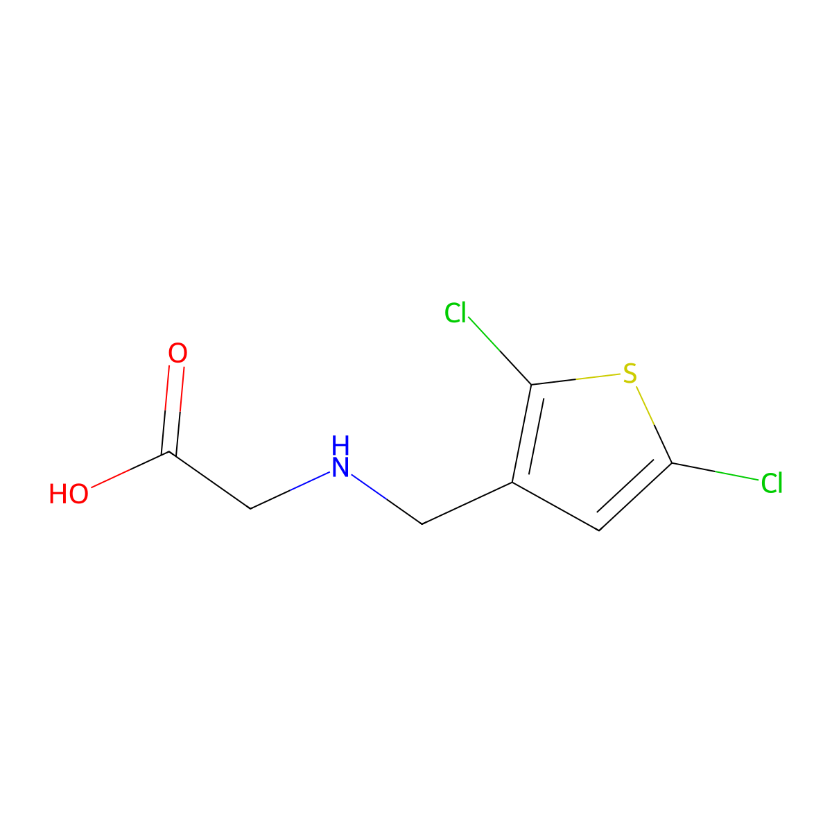 2-[(2,5-Dichlorothiophen-3-yl)methylamino]acetic acid molecular structure, CAS 2022215-20-7