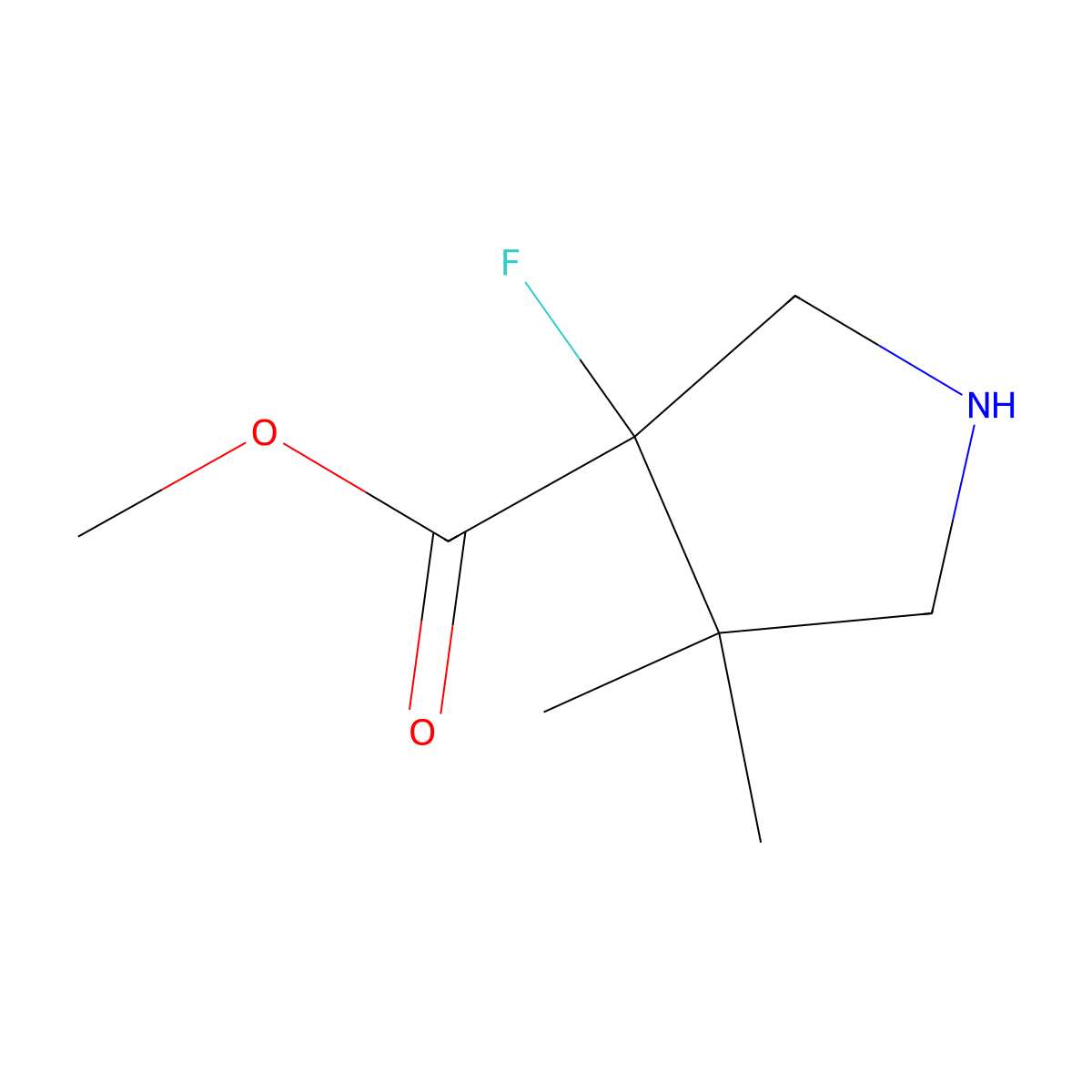 Methyl 3-fluoro-4,4-dimethylpyrrolidine-3-carboxylate molecular structure, CAS 2022263-93-8