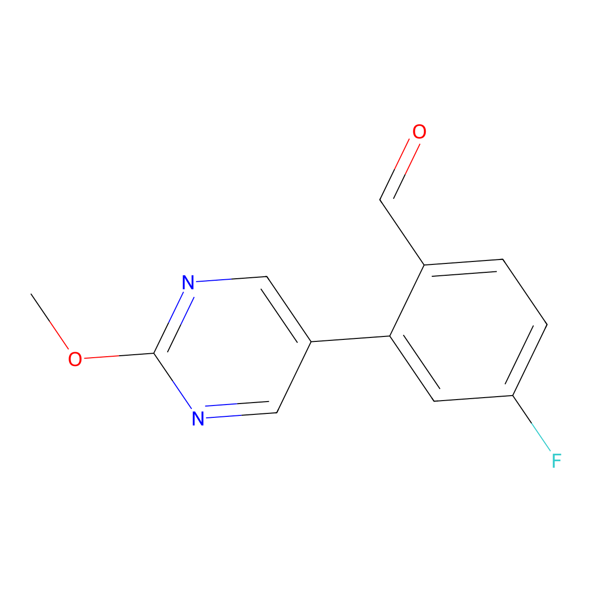 4-Fluoro-2-(2-methoxypyrimidin-5-yl)benzaldehyde molecular structure, CAS 2022286-93-5