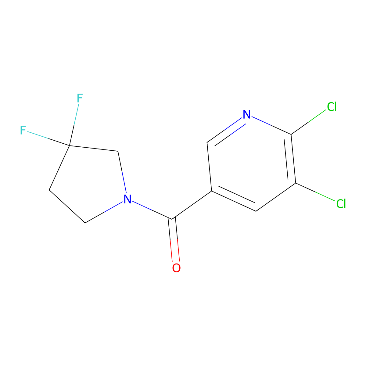 (5,6-Dichloropyridin-3-yl)(3,3-difluoropyrrolidin-1-yl)methanone molecular structure, CAS 2022299-38-1
