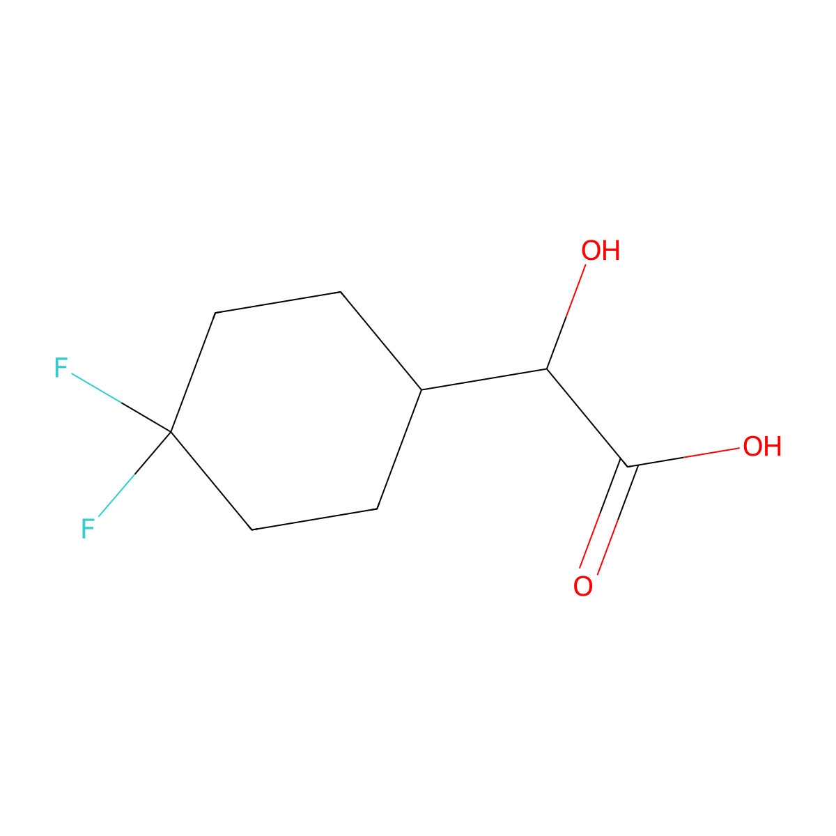 2-(4,4-Difluorocyclohexyl)-2-hydroxyacetic acid molecular structure, CAS 2022334-55-8