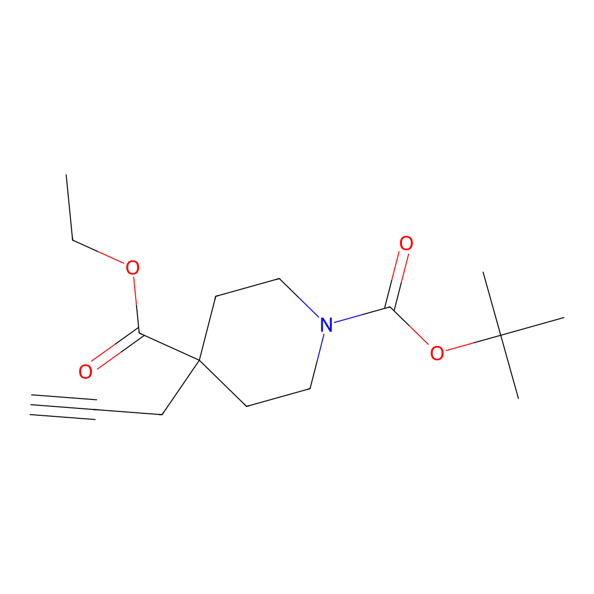 1-Tert-butyl 4-ethyl 4-(prop-2-yn-1-yl)piperidine-1,4-dicarboxylate molecular structure, CAS 2022370-40-5
