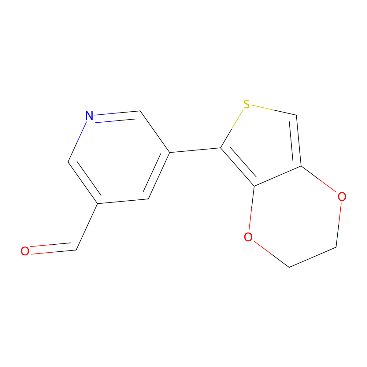 5-(2,3-Dihydrothieno[3,4-b]-1,4-dioxin-5-yl)-3-pyridinecarboxaldehyde molecular structure, CAS 2022383-08-8