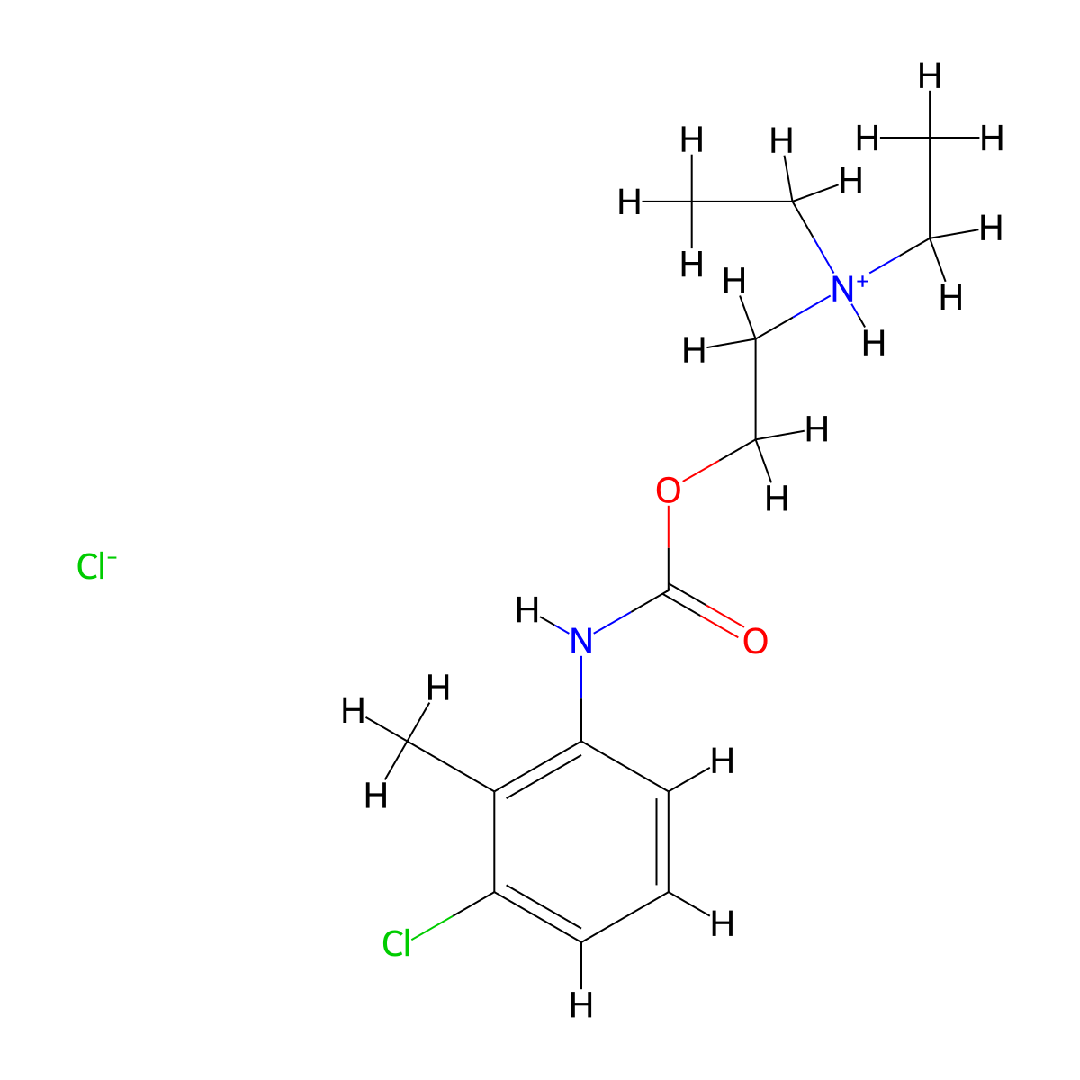 2-(Diethylamino)ethyl hydrogen (3-chloro-2-methylphenyl)carbonimidate--hydrogen chloride (1/1) molecular structure, CAS 20224-17-3