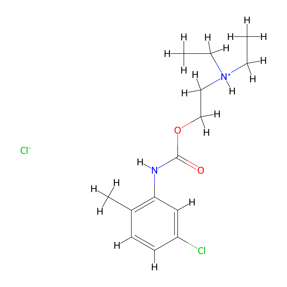 2-(Diethylamino)ethyl hydrogen (5-chloro-2-methylphenyl)carbonimidate--hydrogen chloride (1/1) molecular structure, CAS 20224-19-5