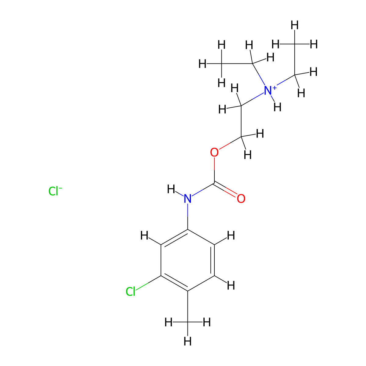 Carbanilic acid, 3-chloro-4-methyl-, 2-(diethylamino)ethyl ester, hydrochloride molecular structure, CAS 20224-21-9